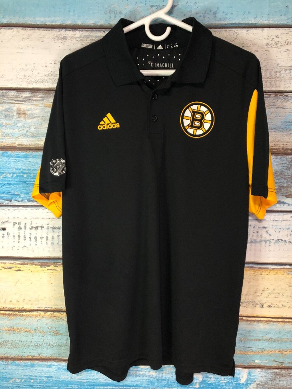 Adidas NHL Boston Bruins Hockey Climacool Polo Shirt Black Men’s Size Large